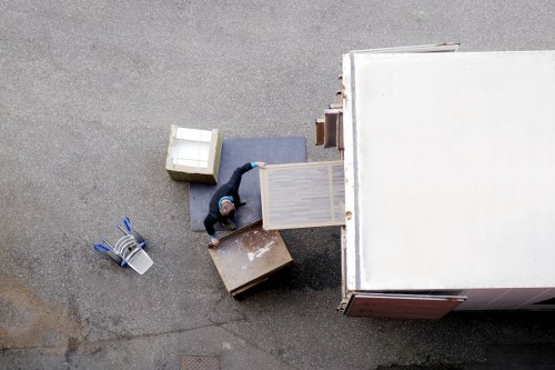 Packed boxes and furniture ready for transport in Sheffield