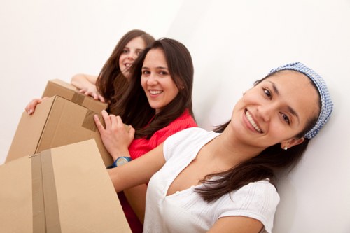 Team handling desks and equipment during a Sheffield office move