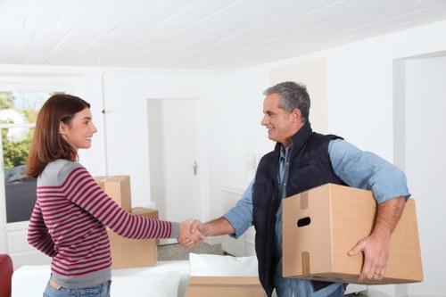 Removal van loading office desks and boxes for a Sheffield business move
