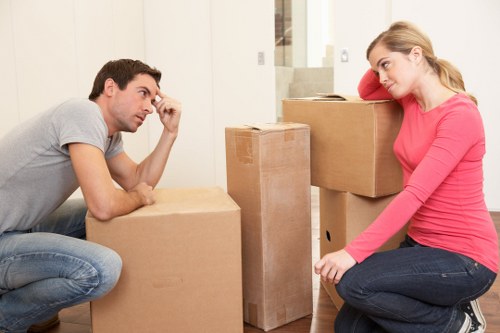 Packed boxes and furniture being loaded for a Sheffield relocation